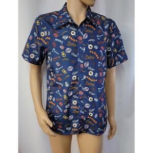 BDA MLB SAN DIEGO PADRES Logo allover Blue Shirt Size YL Button Front  NEW #WM1